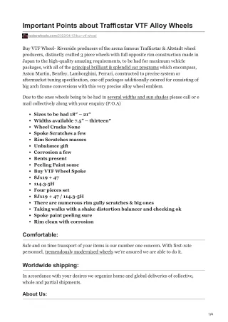 Important Points about Trafficstar VTF Alloy Wheels |  19093123065