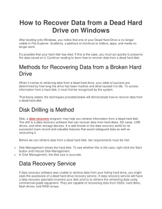 How to Recover Data from a Dead Hard Drive on Windows