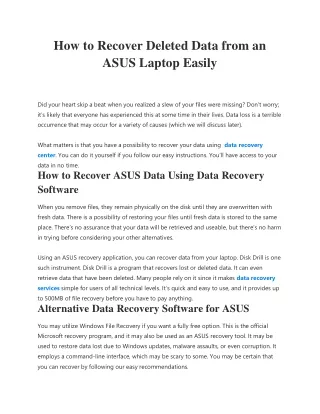 How to Recover Deleted Data from an ASUS Laptop Easily