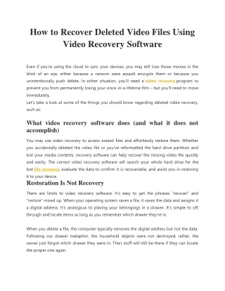 How to Recover Deleted Video Files Using Video Recovery Software