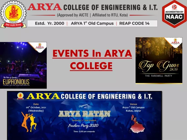 events i n arya college