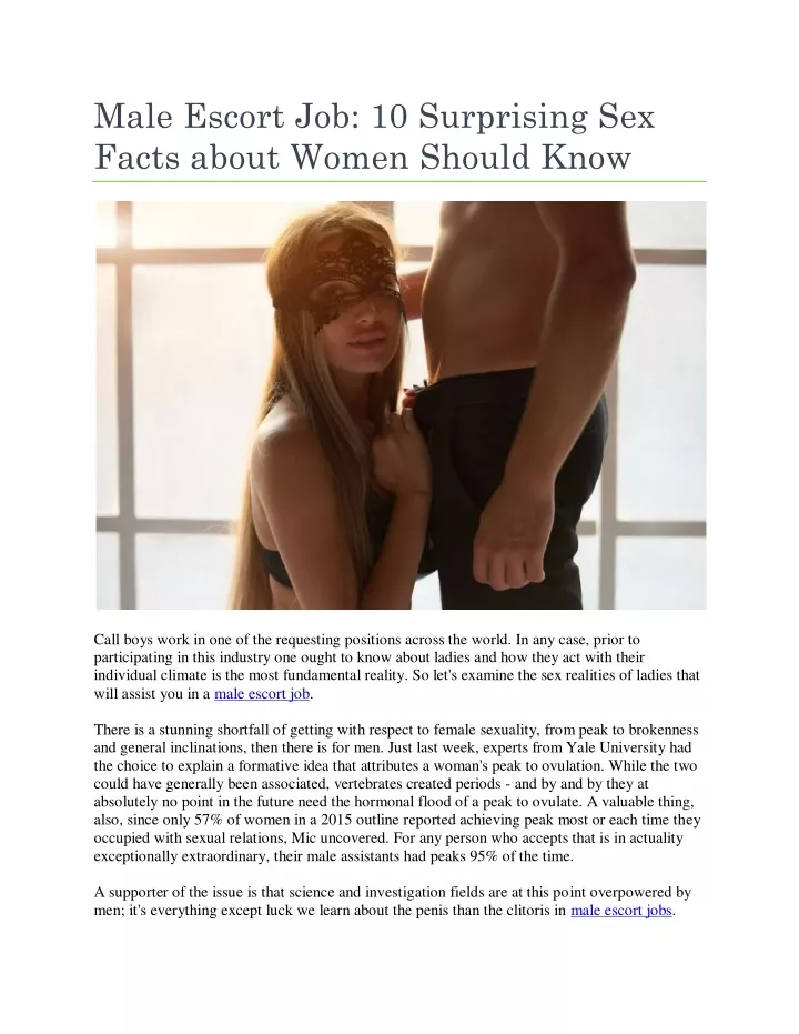 male escort job 10 surprising sex facts about
