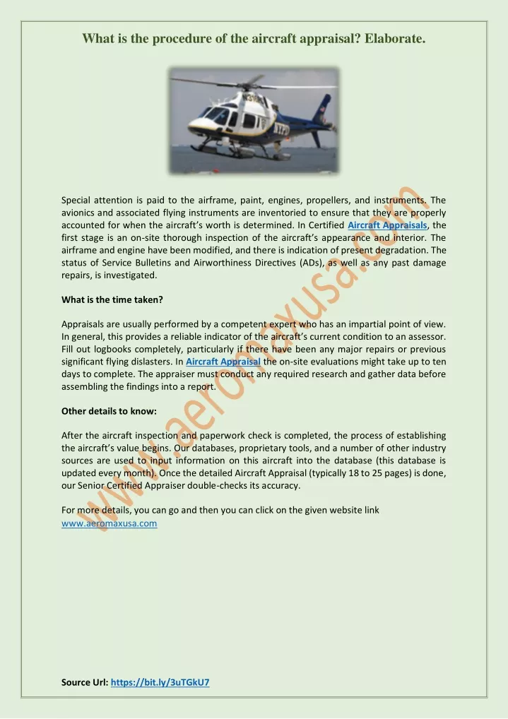 what is the procedure of the aircraft appraisal