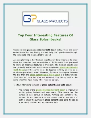 top four interesting features of glass splashbacks