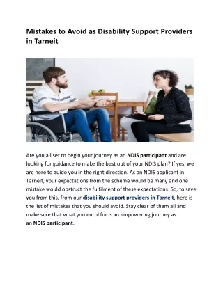 mistakes to avoid as disability support providers