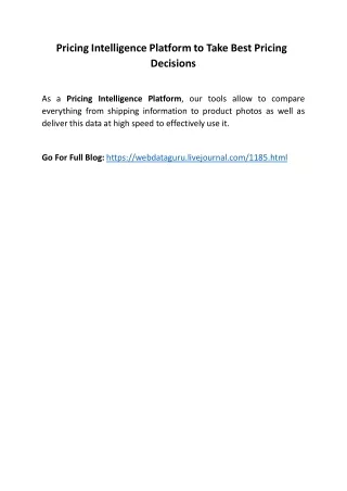 pricing intelligence platform to take best