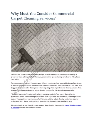 Why Must You Consider Commercial Carpet Cleaning Services