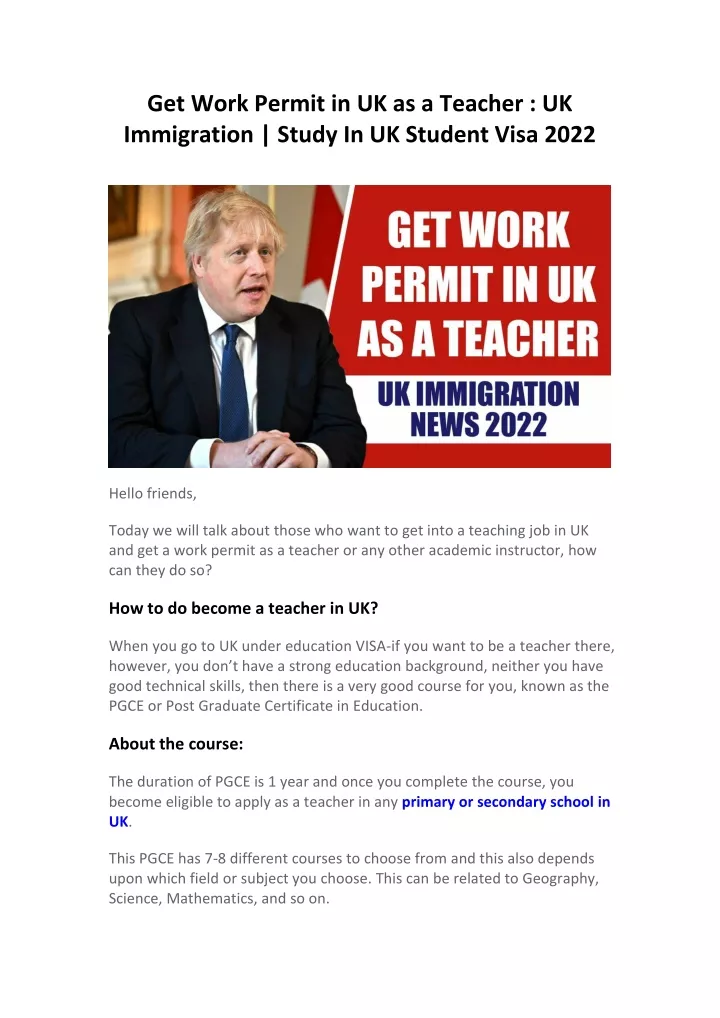 get work permit in uk as a teacher uk immigration