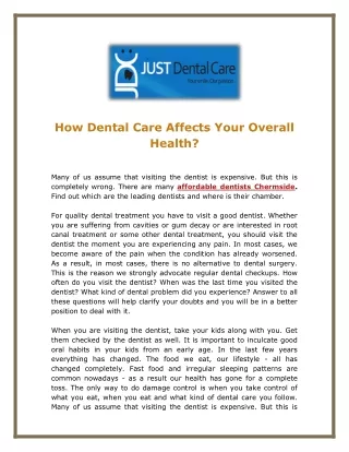 How Dental Care Affects Your Overall Health