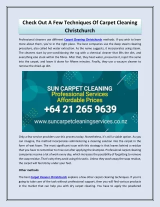Check Out A Few Techniques Of Carpet Cleaning Christchurch