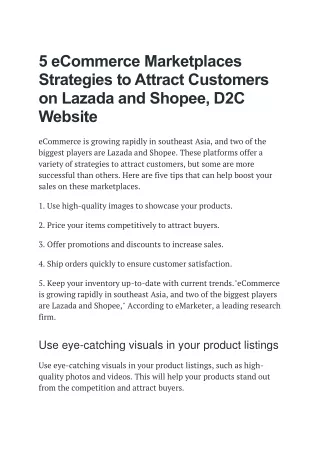5 ecommerce marketplaces strategies to attract