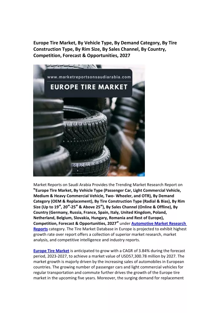 europe tire market by vehicle type by demand