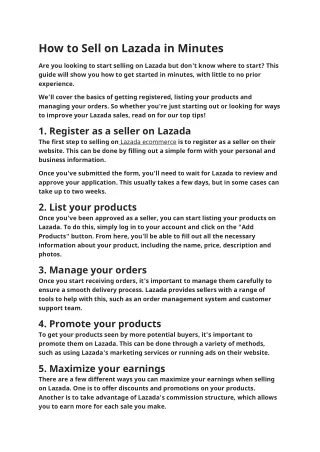 how to sell on lazada in minutes