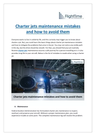 charter jets maintenance mistakes