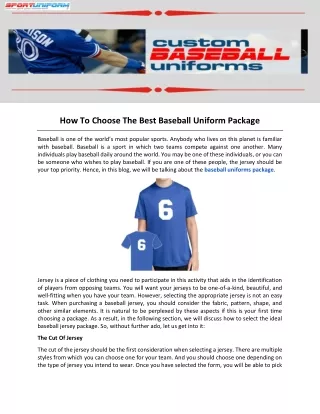 How To Choose The Best Baseball Uniform Package