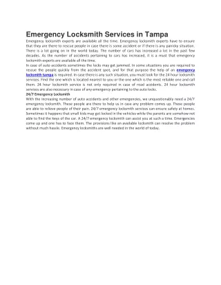 emergency locksmith services in tampa emergency