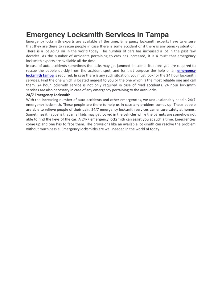 emergency locksmith services in tampa emergency
