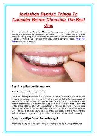 invisalign dentist things to consider before