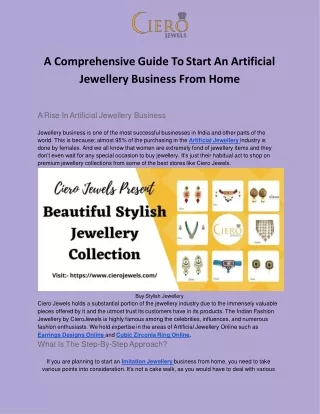 A Comprehensive Guide To Start An Artificial Jewellery Business From Home