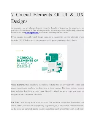 7 Crucial Elements Of UI& UX Designs