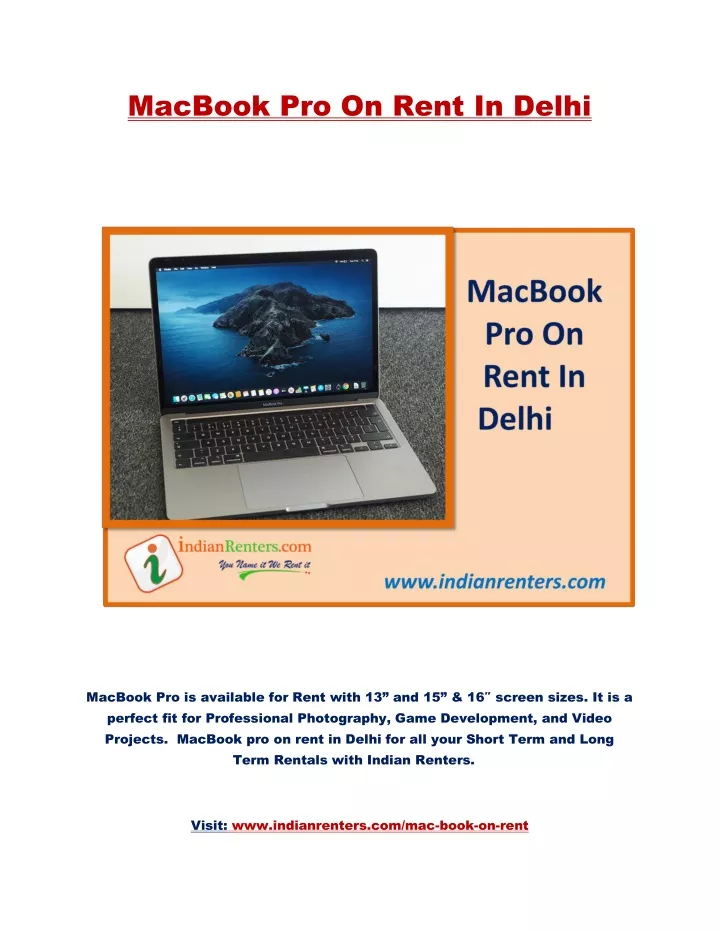 macbook pro on rent in delhi