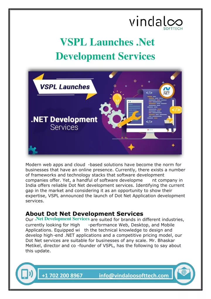 vspl launches net development services