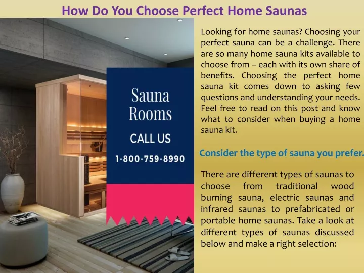 how do you choose perfect home saunas