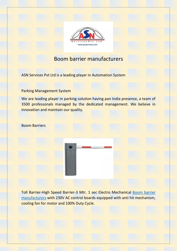 boom barrier manufacturers