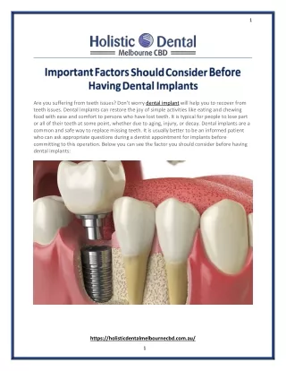Important Factors Should Consider Before Having Dental Implants