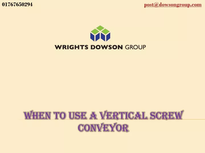 when to use a vertical screw conveyor