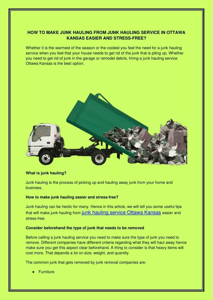 how to make junk hauling from junk hauling