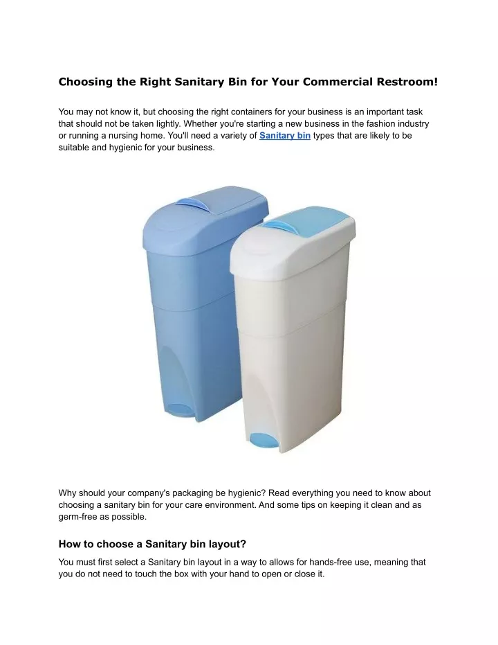choosing the right sanitary bin for your