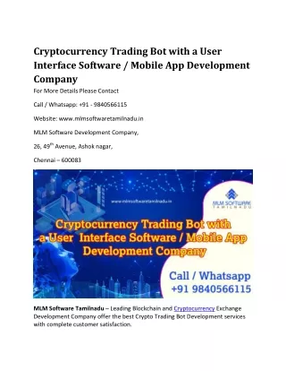 cryptocurrency trading bot with a user interface