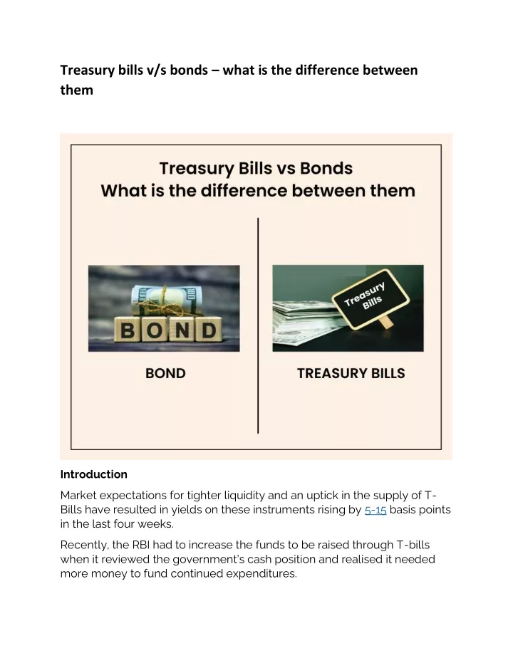 treasury bills v s bonds what is the difference