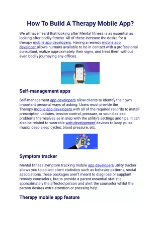 how to build a therapy mobile app