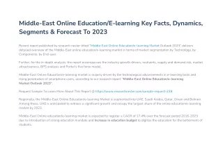 Middle-East Online Education/e-learning Market Share, Demand and Analysis