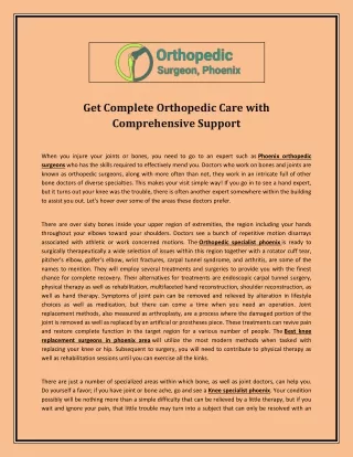 Get complete orthopedic care with comprehensive support