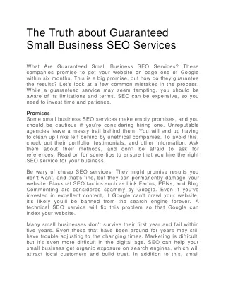 The Truth about Guaranteed Small Business SEO Services