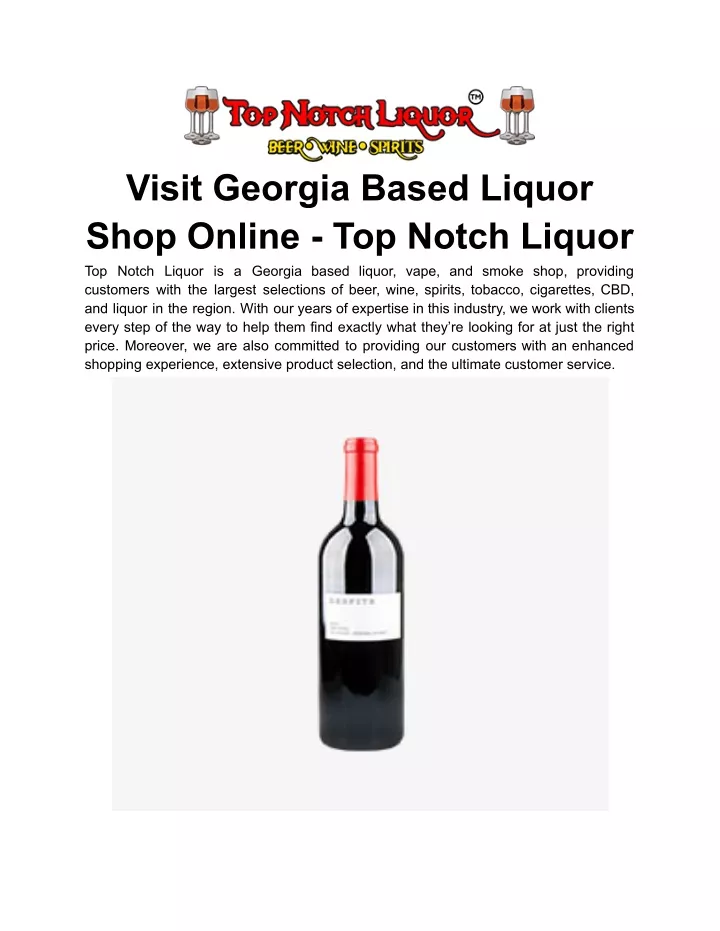 visit georgia based liquor shop online top notch