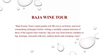 Experience  Winery Tour with Baja Society Tours