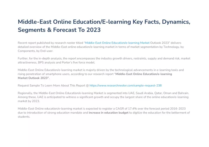 middle east online education e learning key facts
