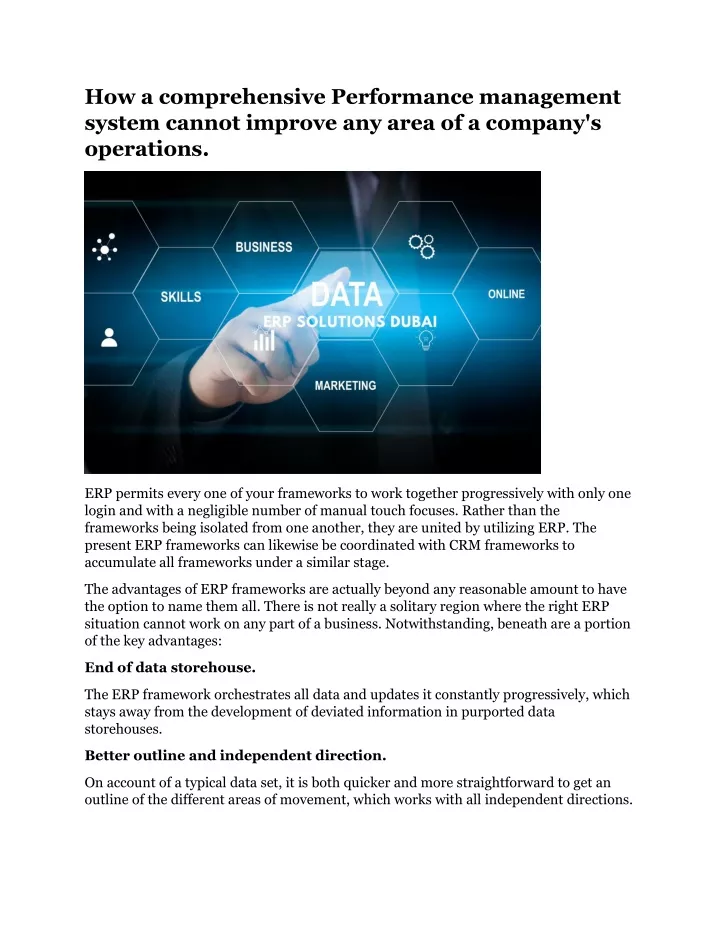 how a comprehensive performance management system