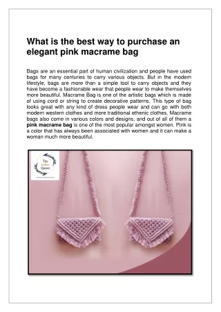 THE INDIAN QUEEN 6 APRIL 2022 Pink Macrame Bag online