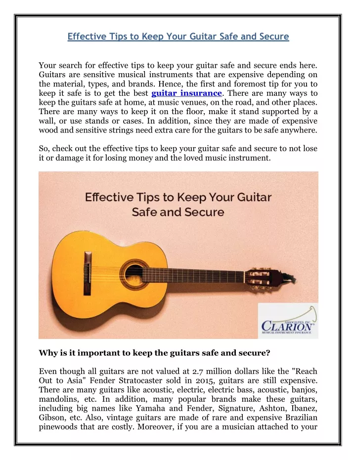 effective tips to keep your guitar safe and secure