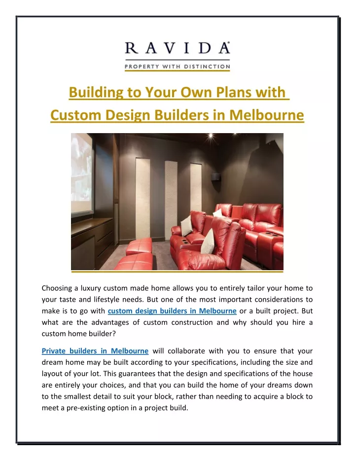 building to your own plans with custom design