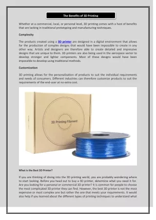 the benefits of 3d printing