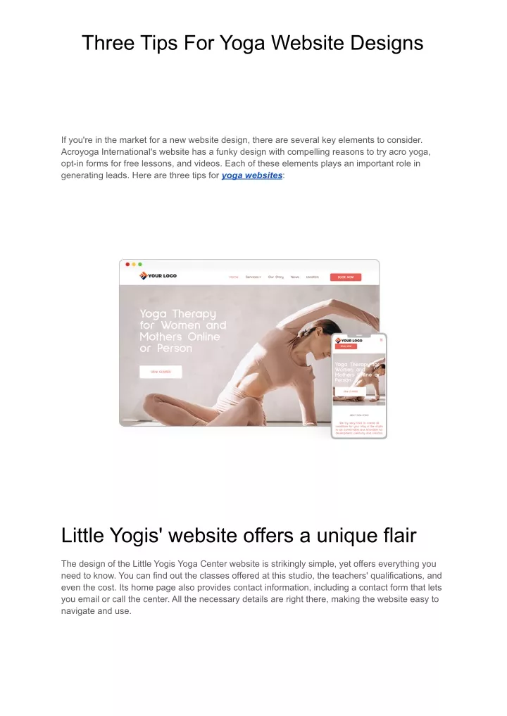 three tips for yoga website designs