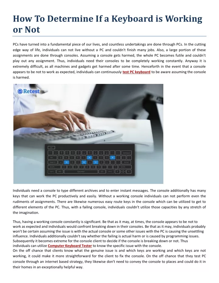 how to determine if a keyboard is working or not