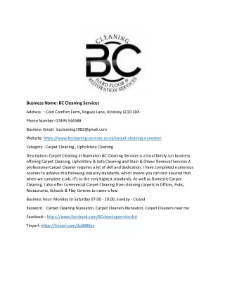 business name bc cleaning services