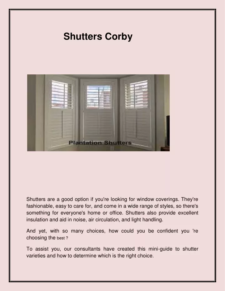 shutters corby